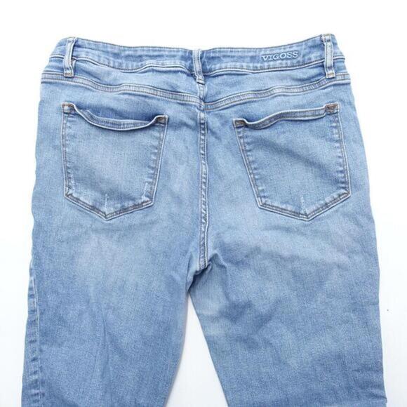 Vigoss Jeans Women's 31X26 Blue Cotton Stretch Mid-Rise Crop Straight Button Fly - Picture 2 of 9